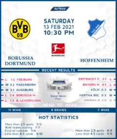 Borussia Dortmund vs  TSG Hoffenheim   13/02/21